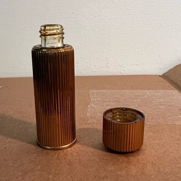 HTF RARE Vintage Diorling Gold Ribbed Flacon Pour Le Sac Metal Bottle 1/2 Full - Picture 8 of 9
